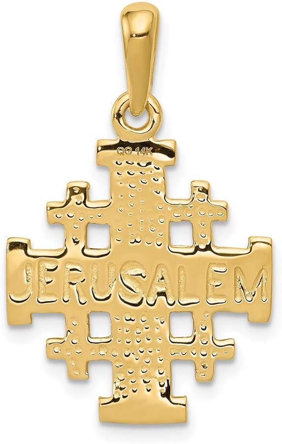 Diamond2Deal 14K Yellow Gold Jerusalem Religious Crucifix Cross Pendant (L- 30 mm W- 24 mm)