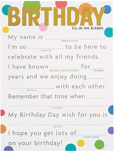 Fun Express Tarjeta de juego en blanco con relleno de cumpleaños - Juguetes - 24 piezas