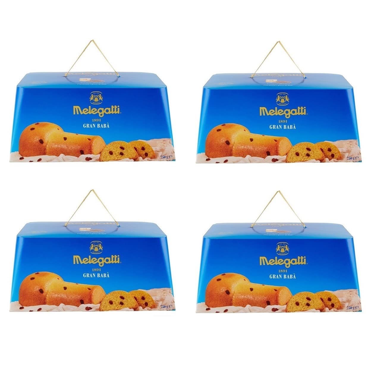 4x Melegatti Gran Babà Weihnachtskuchen mit Rosinen und in Rum eingeweicht 750g