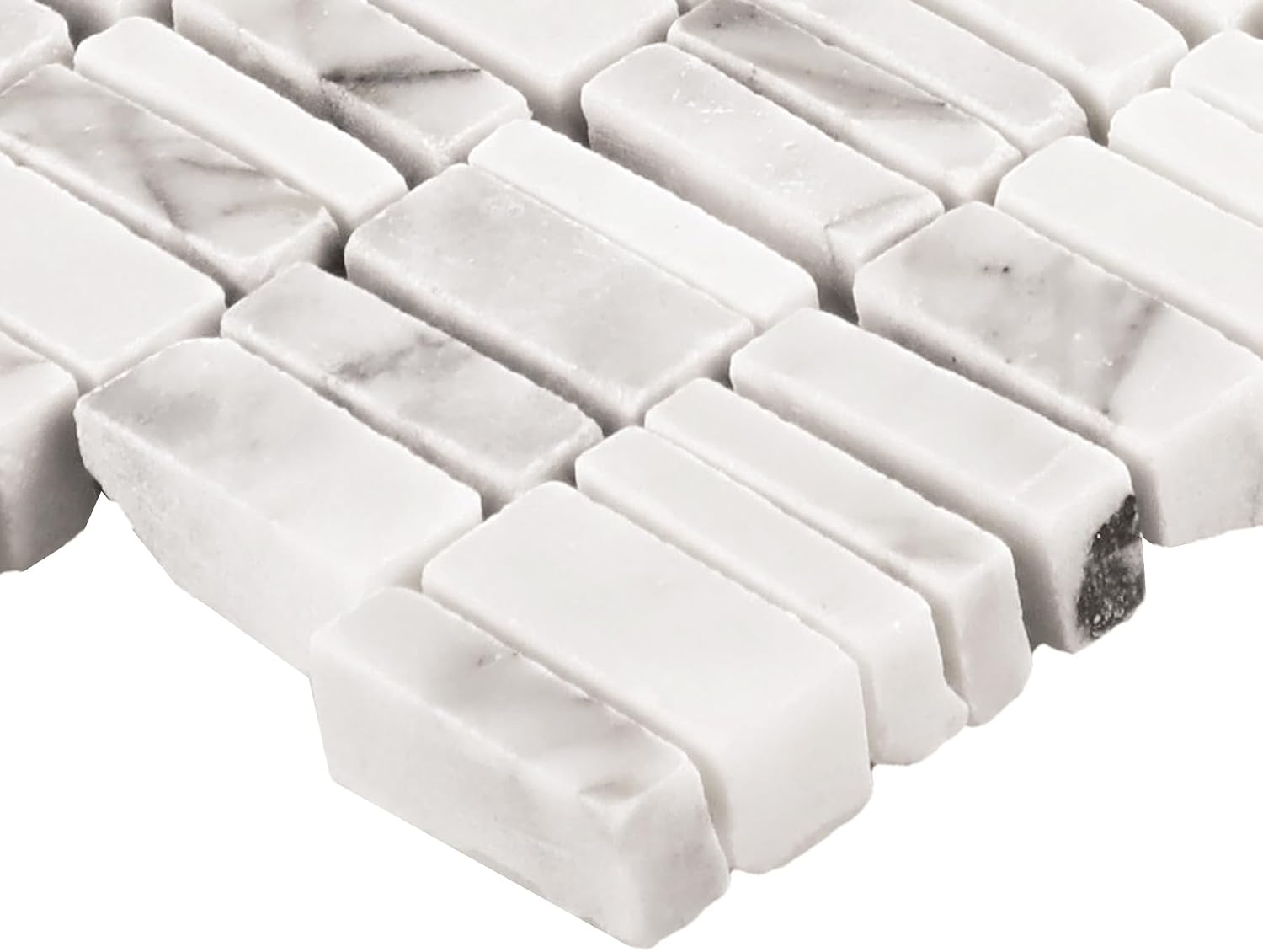 Daltile Natural Marble Stone 1" x Random Mosaic in Venetian Calacatta (5 PC per Carton) (5.0 SQFT per Carton)