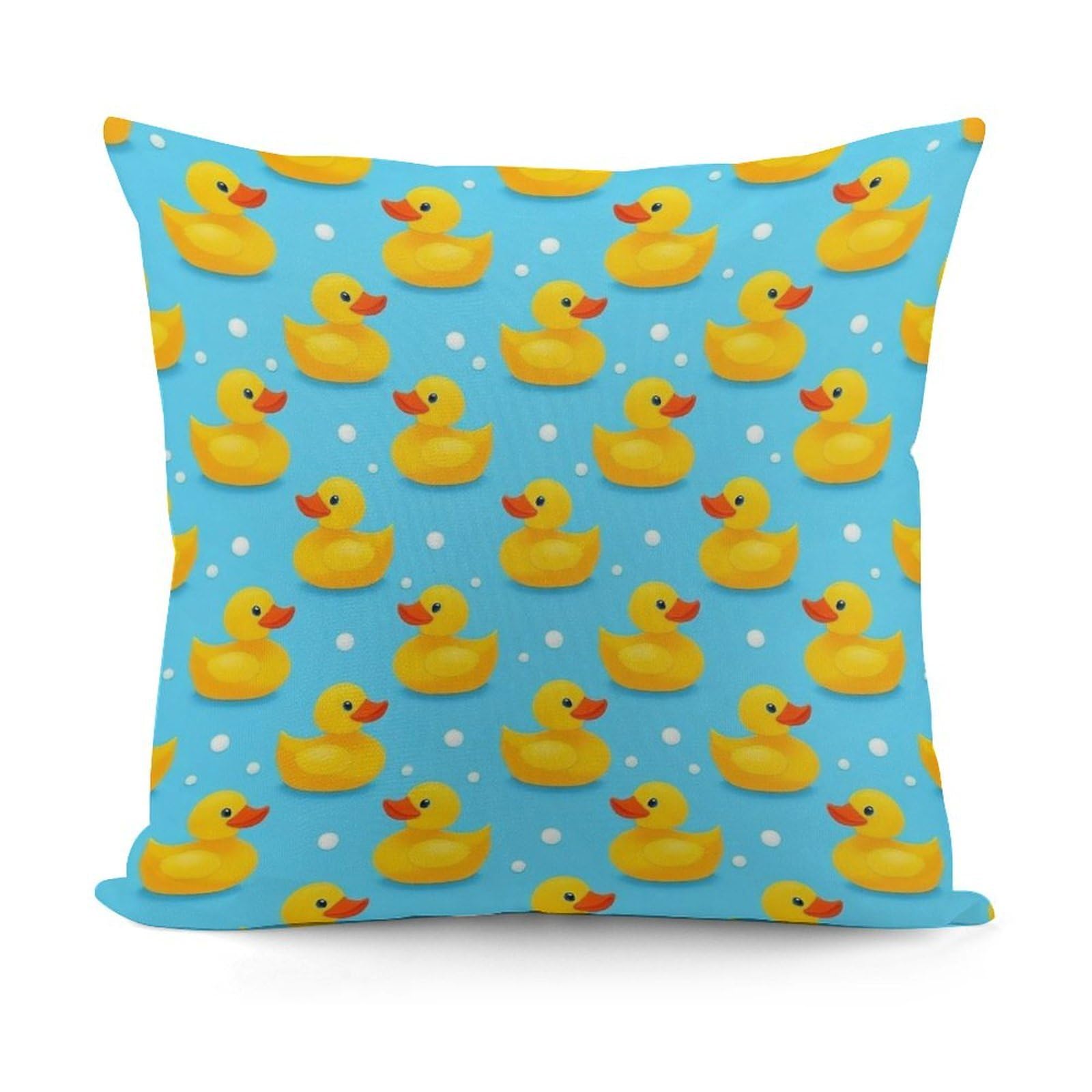 Smazdfxx Picture(422) Fashion Super Soft Cute Funny Bubbles Blue Yellow Rubber Ducks Pillow Case Cover With Zipper For Bedroom Sofa Couch For All Seasons
