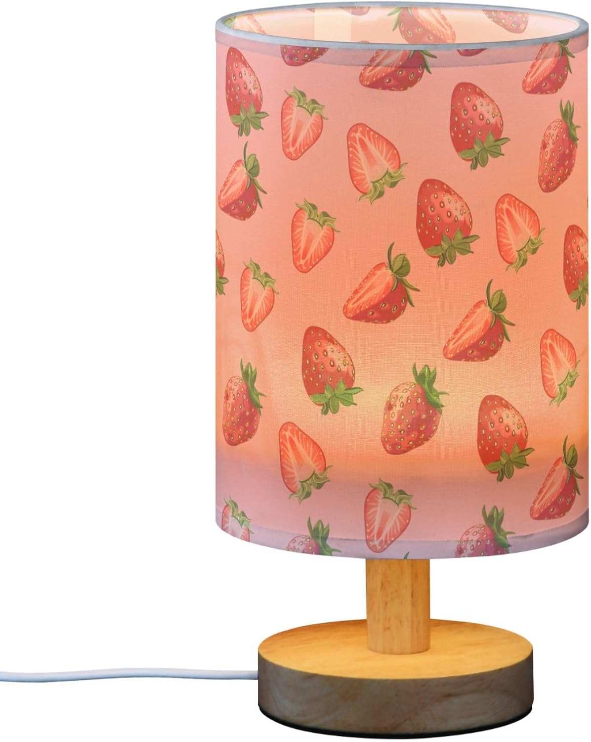 ALAZA Fruit Summer Strawberry Decor Bedside Table Lamp with USB Port for Bedroom Nightstand Office Desk LED Bulb Included