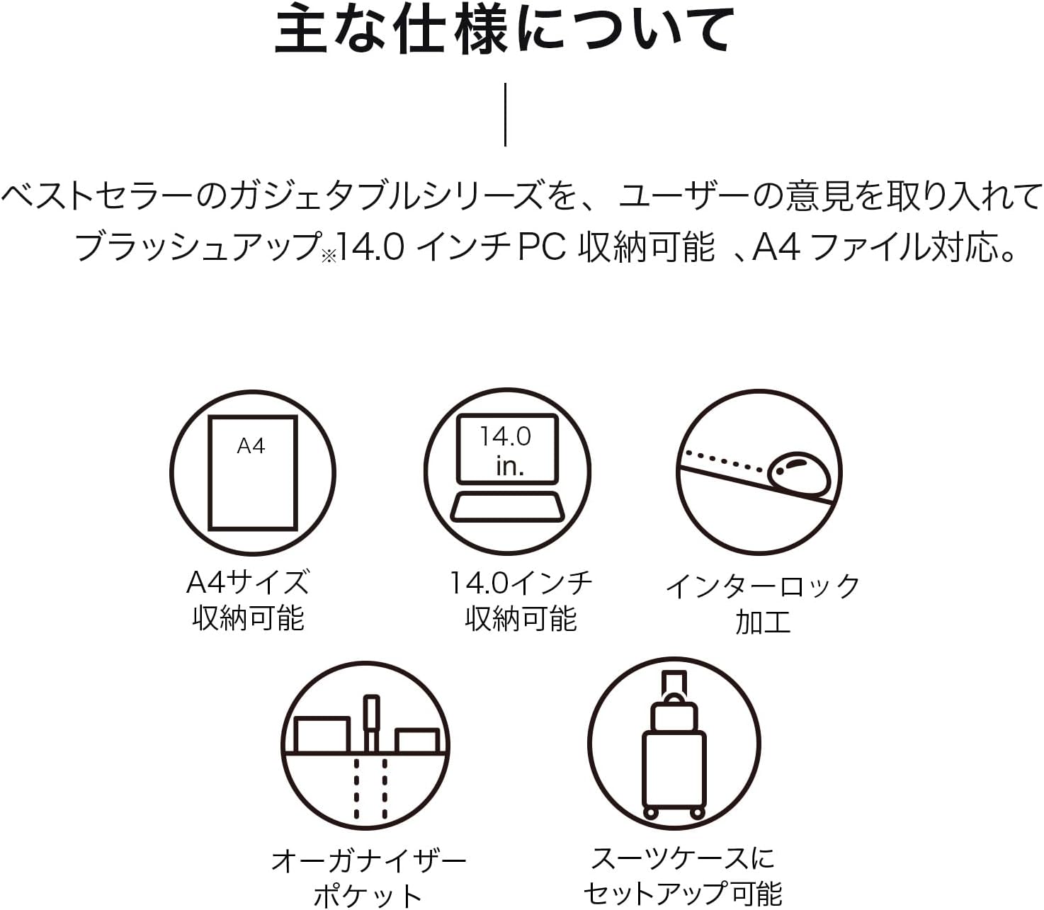 [エースジーン] ビジネスリュック ガジェタブル-R 14.0インチPC収納可 A4対応 太幅ハーネス採用 チェストベルト付 2気室 静音ファスナー セットアップ可 リサイクルナイロン使用 No.68002 ビジネスバッグ リュックサック メンズ