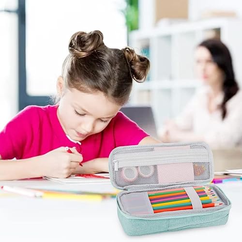 Miniatura 7 de iSuperb Estuche para lápices de pie, 2 compartimentos, estuche magnético para teléfono celular, soporte para bolígrafo, bolsa de teléfono de gran