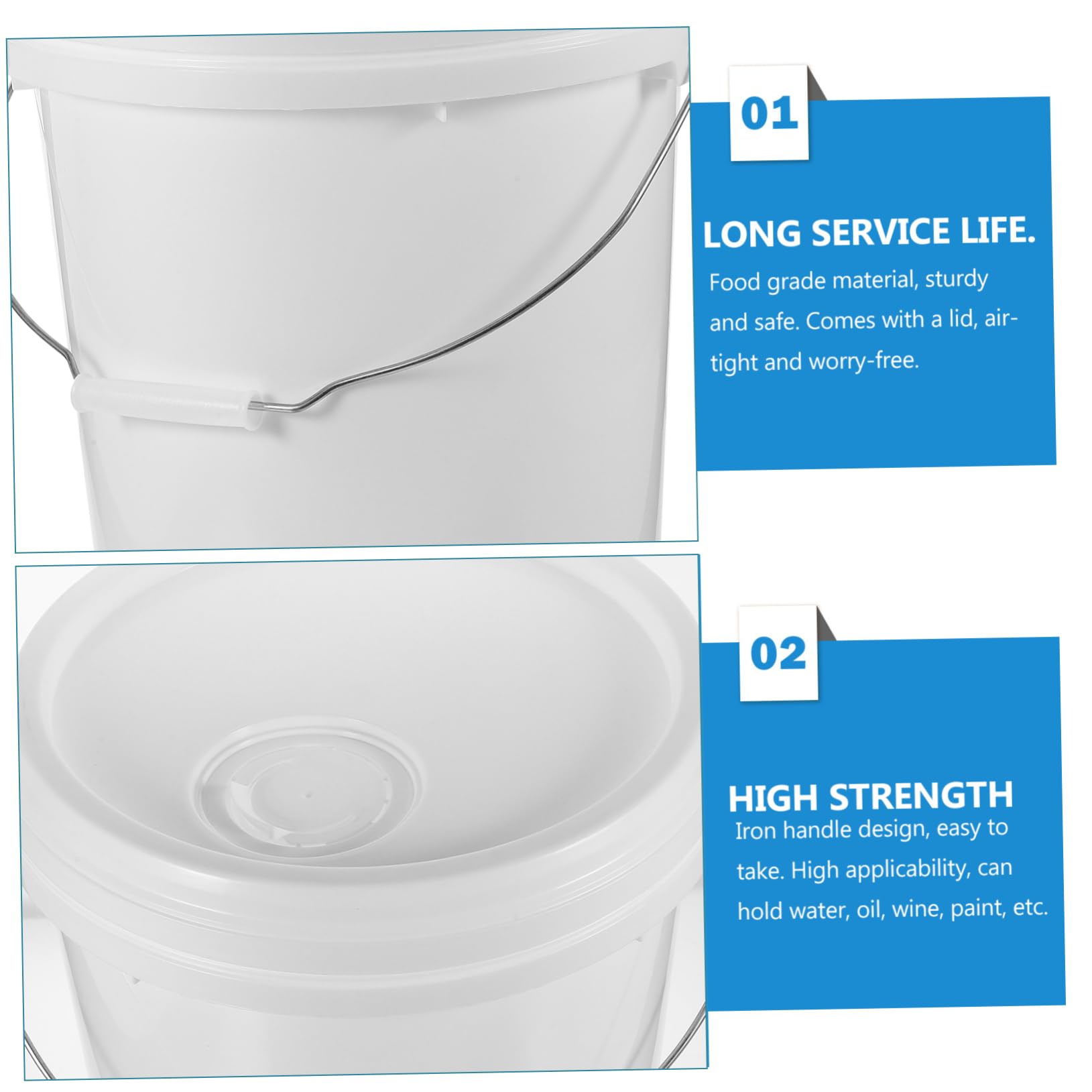 Didiseaon Cubo Ligero y Fácil de Transportar de 10 litros de Hdpe White con Tapa de Pintura para Almacenamiento y Uso en Pintura y Pigmentos