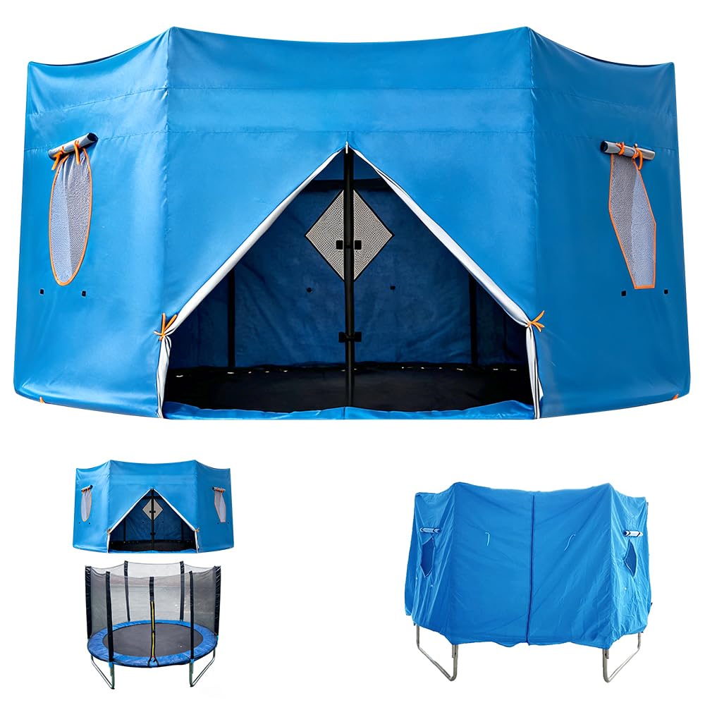 Wxeadu 6ft Trampoline Tent, Blue Round Trampoline Cover, Waterproof Trampoline Shade Cover, Foldable Trampoline Tent Cover for Sun Rain Protection