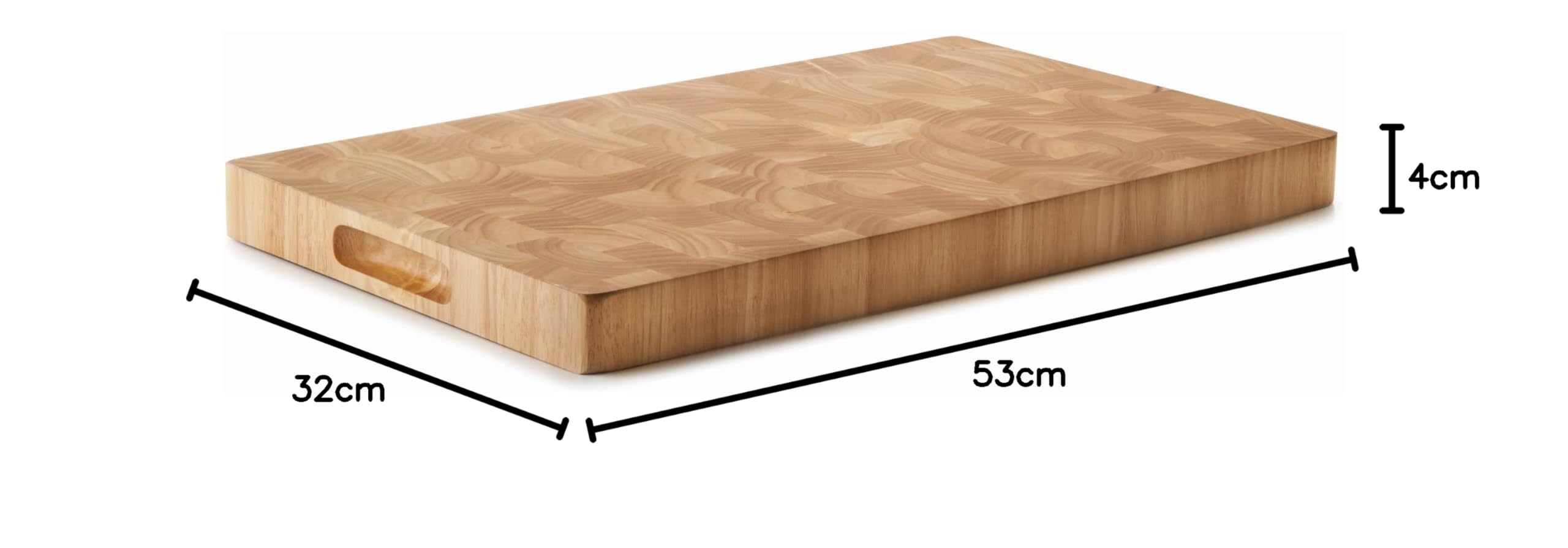 Lacor 60485 - Tabla de Corte de Madera de Caucho 53x3, 5x4 cm, Doble Cara | En madera natural, superficie de corte higiénica y estable; ideal para cocina profesional y uso diario en casa