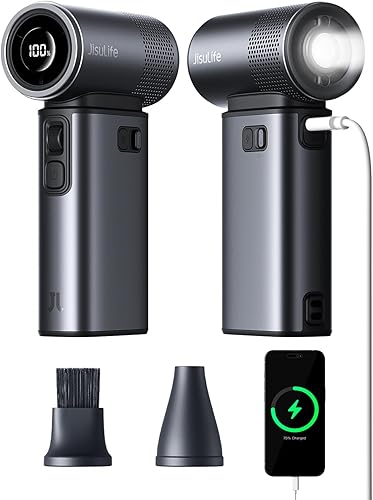 JISULIFE Ventilador de mano portátil Ultra2 9000mAh, máximo 25 horas, 5 en 1, ventilador turbo de 100 velocidades, cargador de batería recargable de