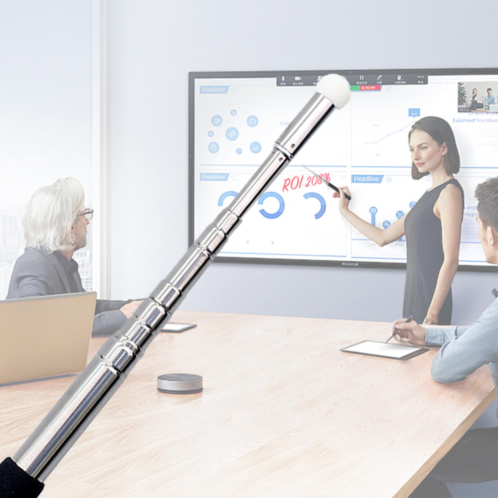 Pointeur Présentation Extensible en Inox 1m Bâton Télescopique Rétractable pour Enseignants Classe Noir