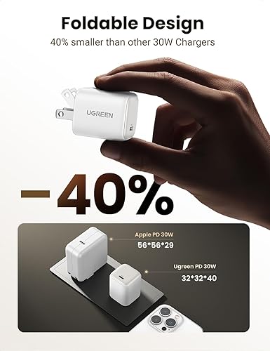 Miniatura 5 de UGREEN Cargador USB C de 30 W, Nexode plegable GaN PPS compacto y rápido cargador de pared, adaptador de corriente USB-C compatible con Galaxy S23