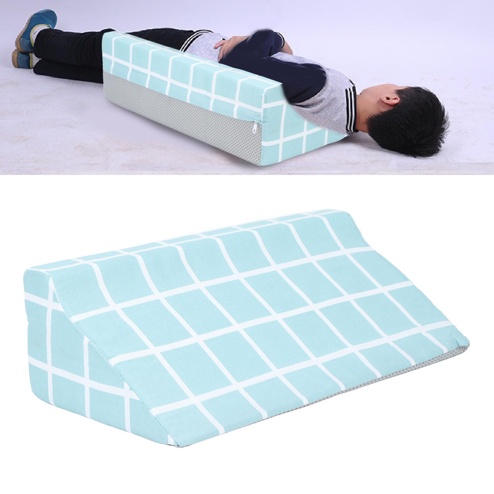 Wedge Pillow High Density Sponge Cotton R Shaped Soft Comfortable Removable Easy Cleaning Bedsore Turning Wedge Pillow for Side Sleepers (50 * 25 * 15cm)