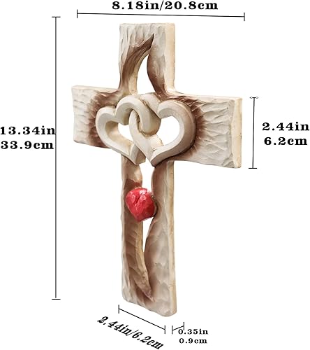Miniatura 6 de Oooct Cruz tallada, decoración de pared de cruz, cruz de amor de resina, nunca separa la cruz de amor, gran regalo cristiano, regalo de arte de