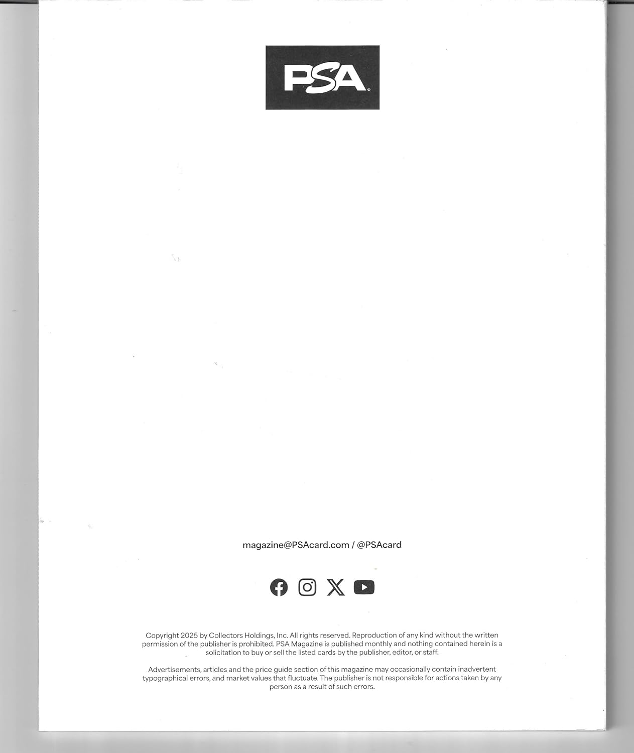 Cooper Flagg PSA Magazine November 2025 Collectible Basketball Magazine - 2025 PSA Basketball Magazine by Collector Holdings