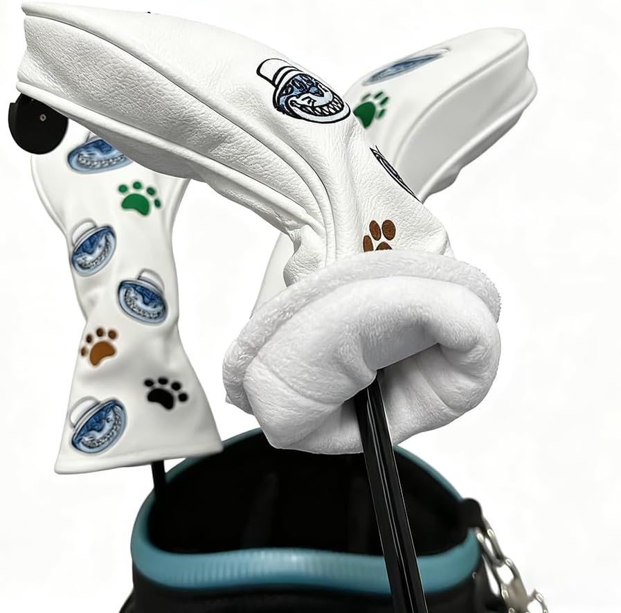 Garfield-Themed White Color Golf Wood Club Head Covers Set Protective Sleeve