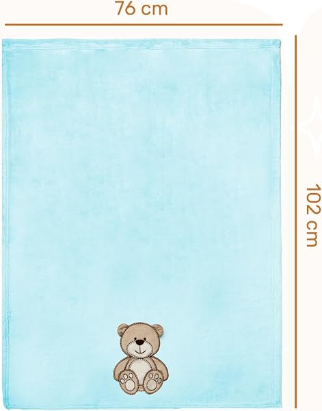 Be Mammy Coperta calda per bambini con peluche regalo per bambino con motivi 3D (Blu Polvere - Orso) - 2