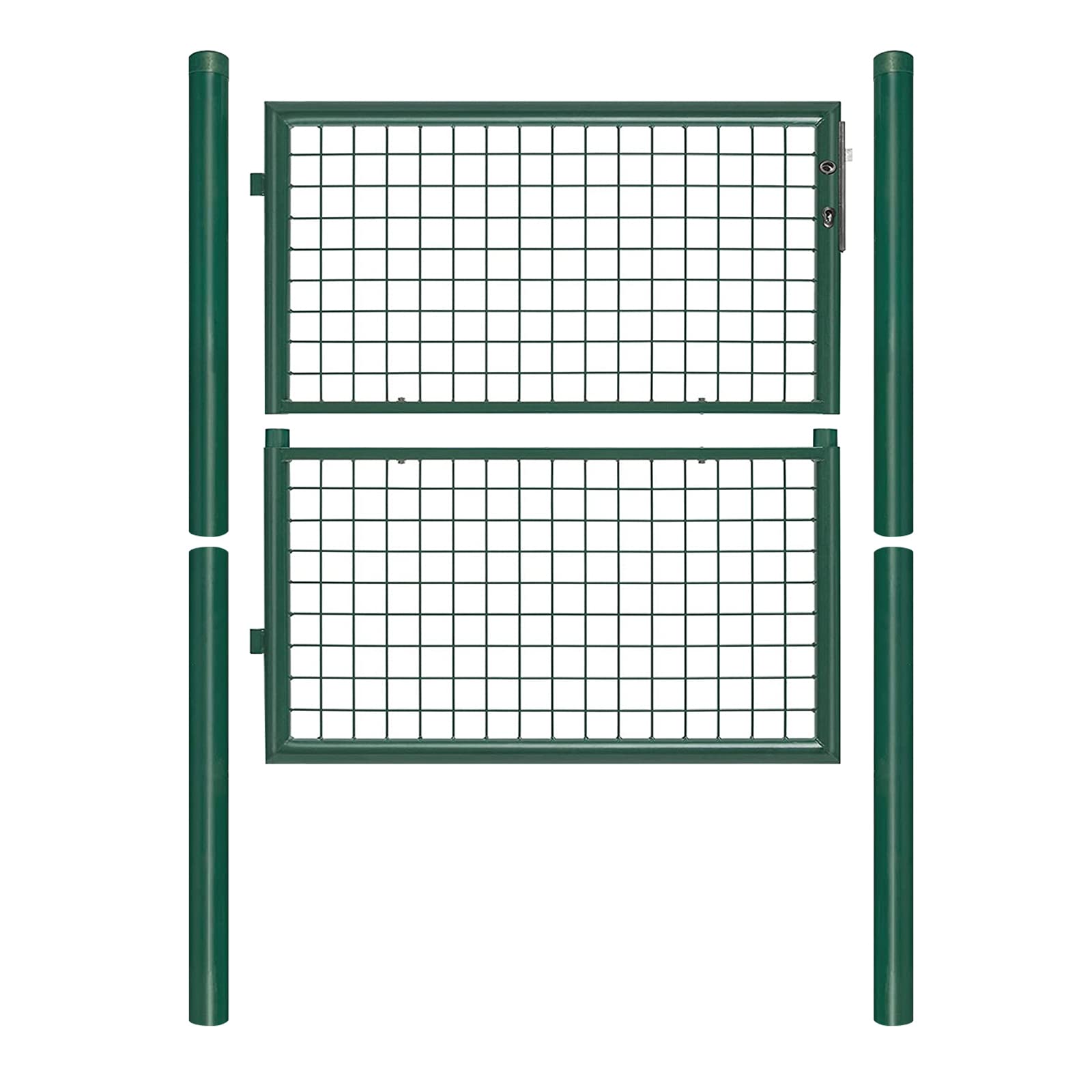Randaco Brama ogrodowa, 100 x 100 cm, zielona, drzwi ogrodzeniowe, furtka ogrodowa, wytrzymała i trwała, w zestawie uchwyt, zamek i 3 klucze oraz materiały mocujące, brama ogrodowa do ogrodzeń