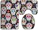 3 Piece Day Of The Dead Sugar Skull Skid Resistance Bathroom Rug Set Contour/Lid Cover