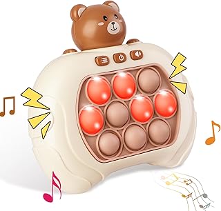 لعبة بوب ات برو للأطفال والبالغين لعبة بوب فيدجيت محمولة باليد تعمل بالضغط السريع لعبة فقاعات مضيئة بـ 4 أوضاع لعبة بازل إلكترونية محمولة للسفر أكثر تحديا للأولاد والبنات هدية عيد ميلاد (لون بني-نيو)