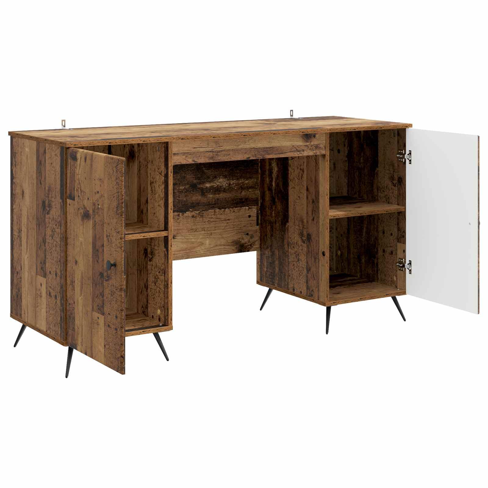 Scrivania Ufficio Porta PC Legno Ingegnerizzato 142,5x50x75cm | Tavolo da lavoro con ante e ripiani interni, ideale per ottimizzare lo spazio nello studio o in camera da letto.