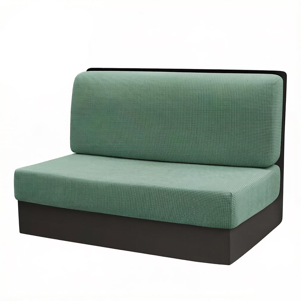 Mswborml Stretchable RV Dinette Cushion Covers Stretch Camper Cushions Cover Replacement, Anti-Slip Dinette Seat Covers for Camper 2 Piece, Washable Cushion Slipcovers for Trailer,Green