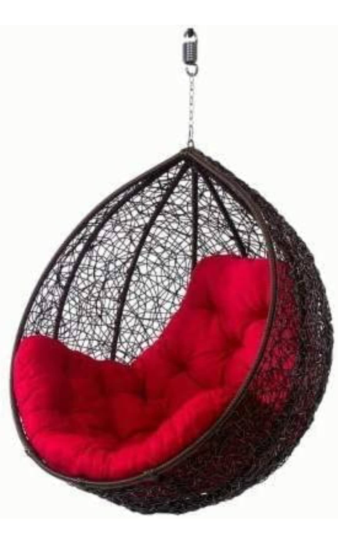 BRIGHT FURNITURE Single Seater Metal Swing Chair Without Stand for Home & Cushion & Hook Outdoor Indoor | Hall | Bedroom Balcony| Garden | Living Room| Garden |Patio |Home Improvement (Black Red)-image-14