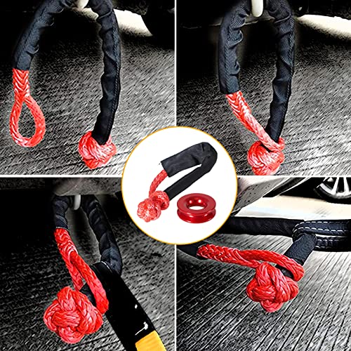 Yiuiy 41000 Lb Winch Soft Shackle Recovery Ring Kits Winch Snatch Recovery Ring Compatible With Utv Atv Suv Truck Red #TOP6