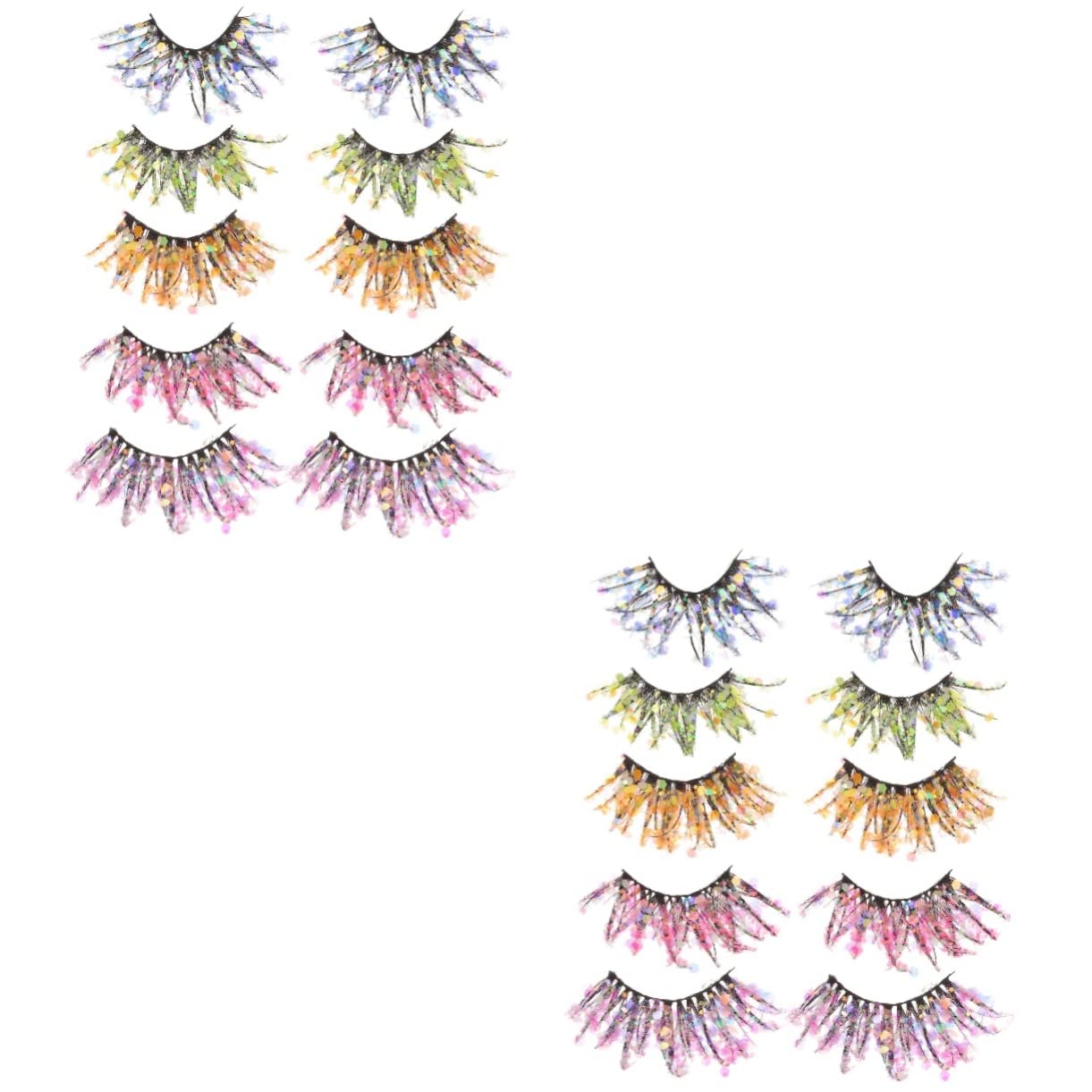 Housoutil 10paare Pärchen Fluoreszierende Fake Wimpern Mit Farbige Wimpern Für Halloween Cosplay Und Besondere Anlässe Wiederverwendbar Leicht Und Flexibel