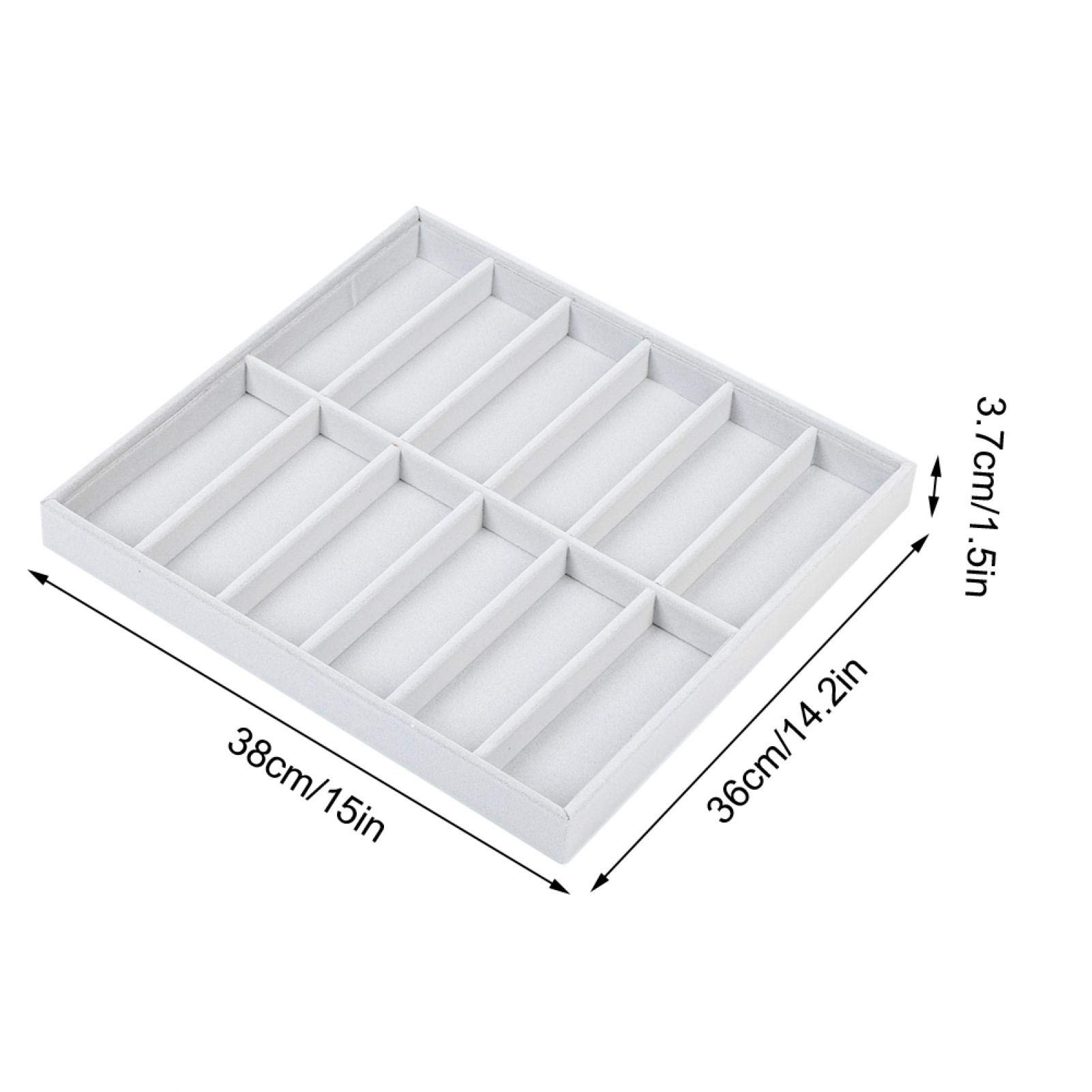 Boîte de rangement de bijoux, 12 grilles peluches douces et boîte de rangement de lunettes de soleil en bois Boîte à lunettes exquise Organisateur d'affichage de bijoux Conteneur pour magasin Bracelet