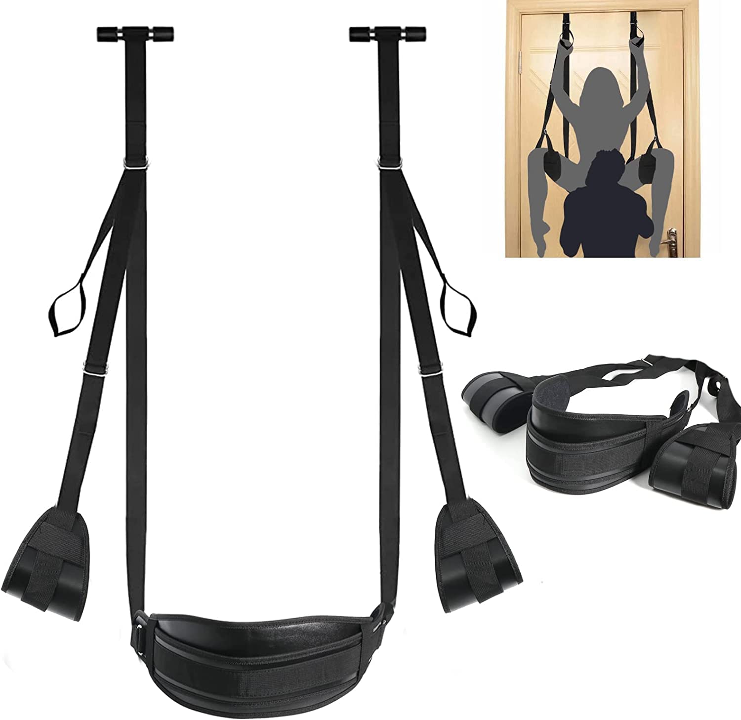 Columpio De Cuero Negro De Primera Calidad para Mayor Comodidad Y Diversión. Un Regalo Original para Hombres Y Mujeres - B09