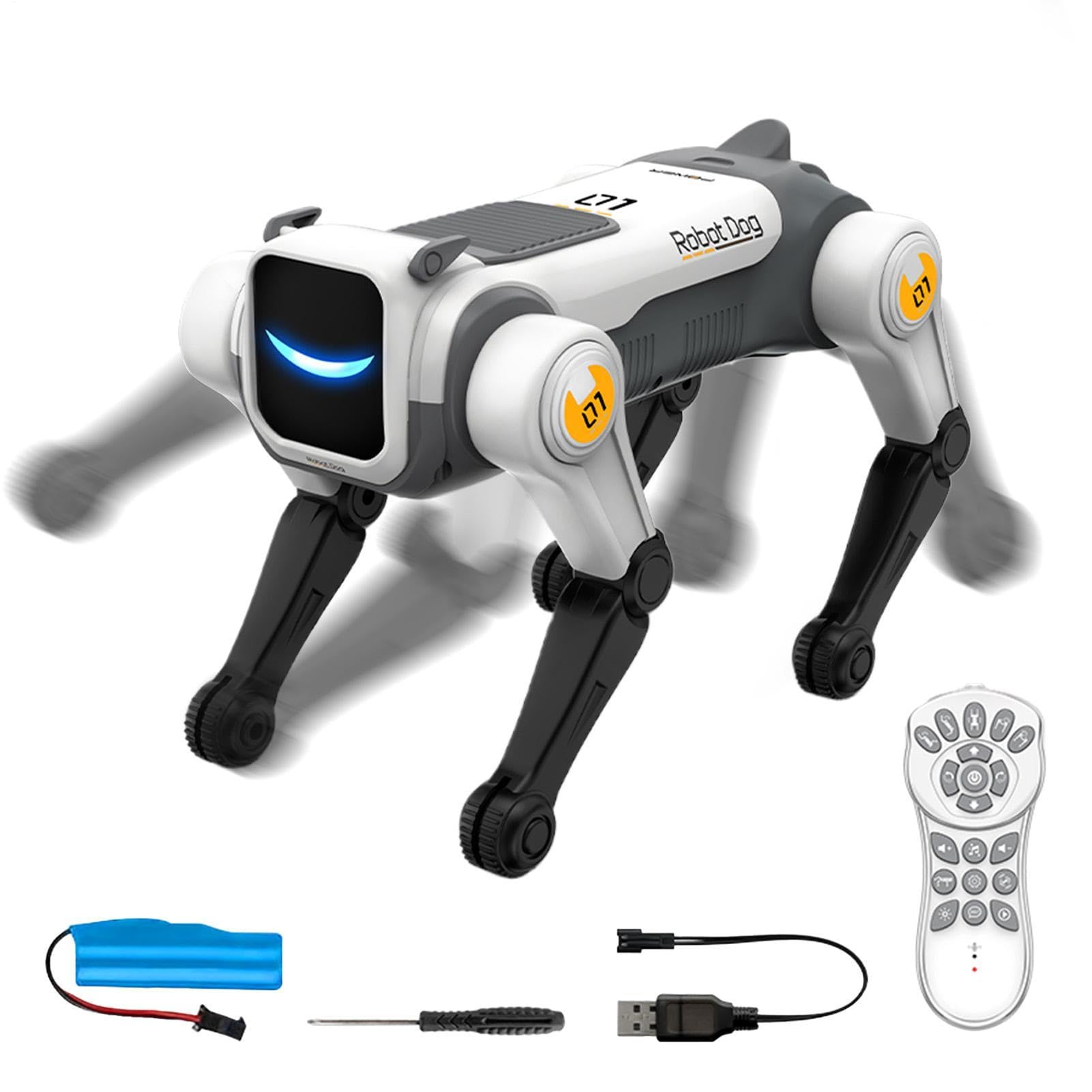Générique Cane Robot Ricaricabile USB Telecomando 2,4 GHz | Cani Robot Azienda AI Interattivi Per Ragazzi Ragazze Apprendimento Educazione Intrattenimento Interno Camera