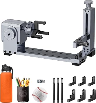Longer Rotary Roller Series,Rotary Chuck for RAY5/B1/Nano,Other Frame Engraving MachinesMust with 12Pcs Risers,Y-Axis Rotary for Engraving Cylindrical Objects,Glasses,Tumblers,Size 369 * 80 * 145mm