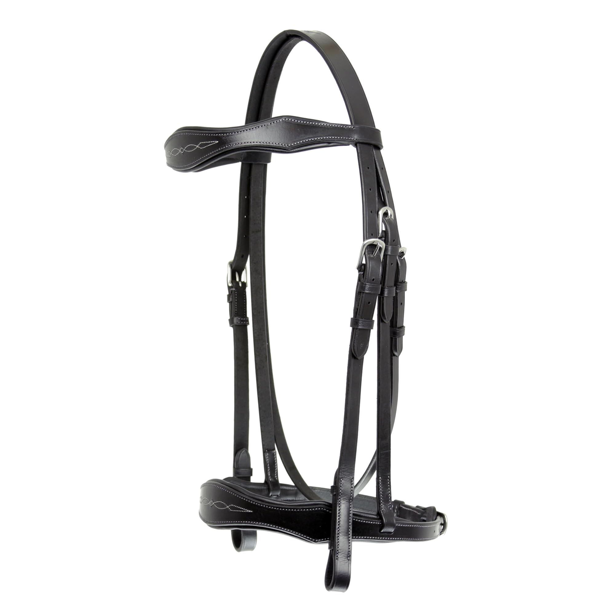 Grewal Equestrian Shadow Creek Padded Flash Leather Bridle, English Horse Tack (Oversize)