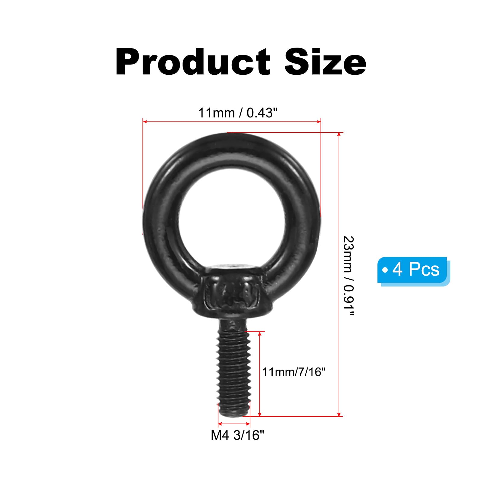 PATIKIL Lifting Eye Bolts M4 x 11mm - Image 2