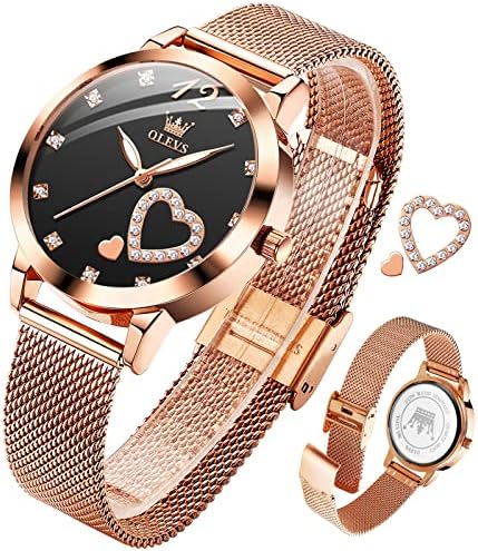 6.5mm Ultra Thin Watches for Women Waterproof,Rose Gold Stainless Steel Ladies Watch,Casual Women Watches with Date,Big Face Female Wristwatches,Japanese Quartz Lady Watches,Gifts for Women
