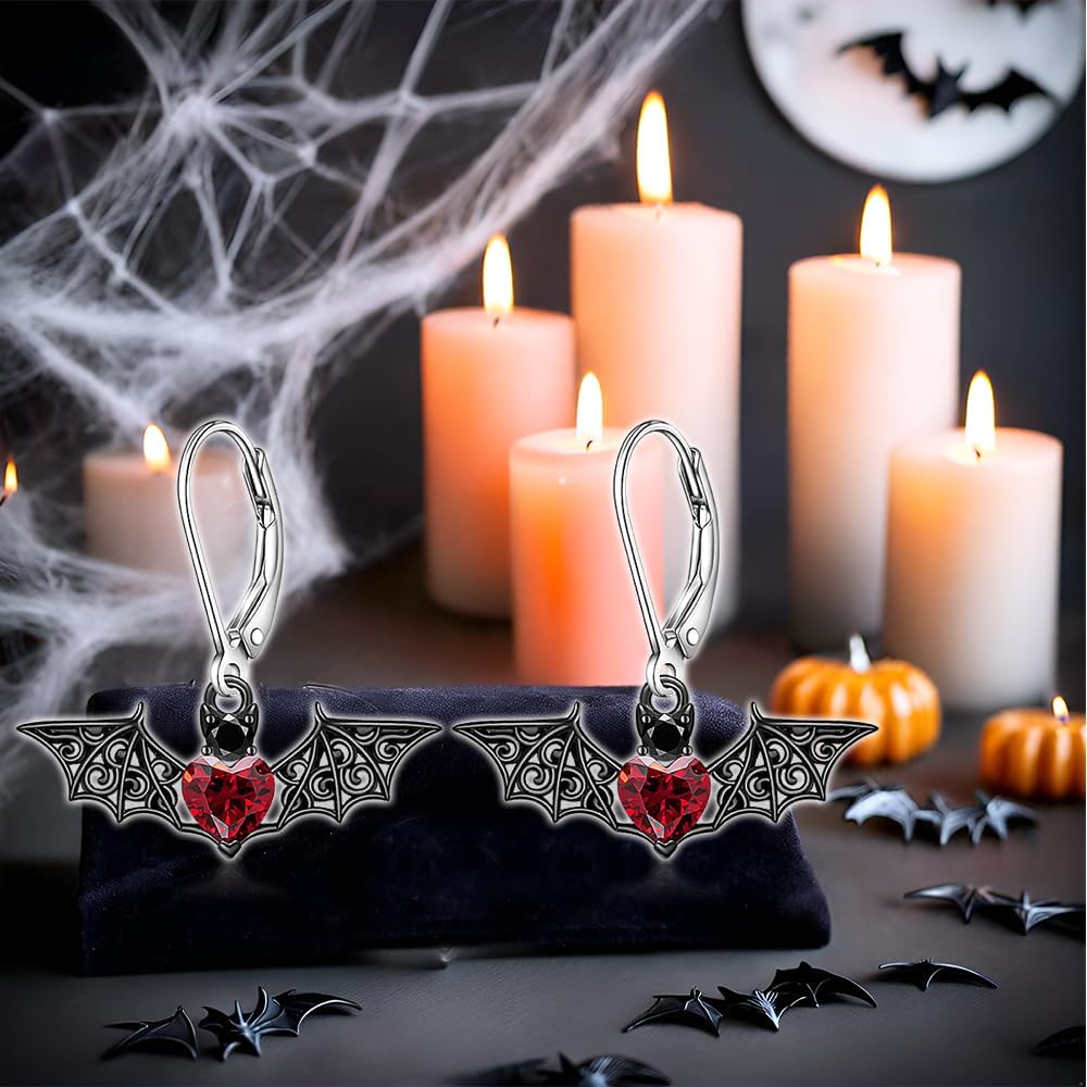 Bat Earrings Halloween Gifts for Women Halloween Earrings for Women Dangle Sterling Silver Vampire Dangling Black Bats Christmas Gifts - Image 7