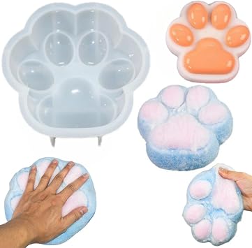 Jumbo Cat Paw Squishy Silicone Mold, Big Cat Paw Squishy Mold for Making Large Squishies, Handmade Gifts, Resin Crafts,Ice Trays & Soap 5.3in