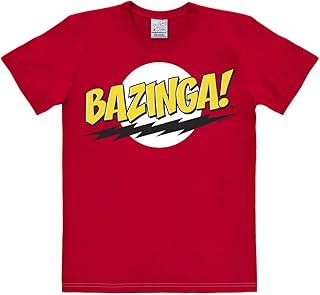 Logoshirt T-Shirt Bazinga - Maglia Big Bang Theory - Sheldon - Maglietta Girocollo Rosso - Design Originale Concesso su Licenza