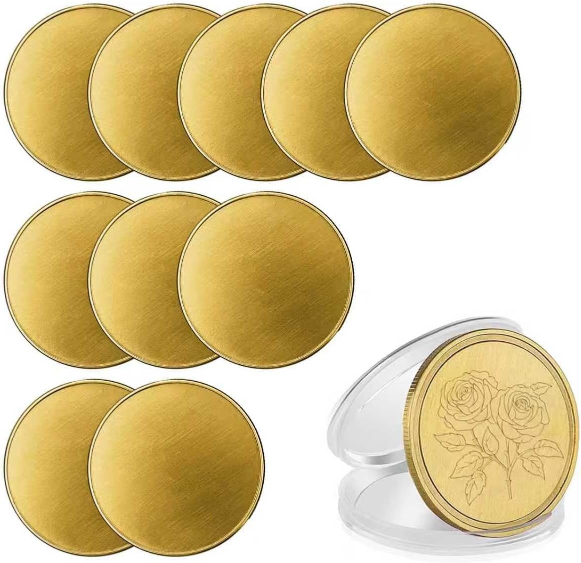20 Pcs Brass Coin Blanks, 40mm with 3mm Thickness, Custom Challenge Coins with Threaded Edge, Includes Acrylic Protection Case for Laser Engraving, DIY Gifts & Collectibles (3mm Brass Coins)