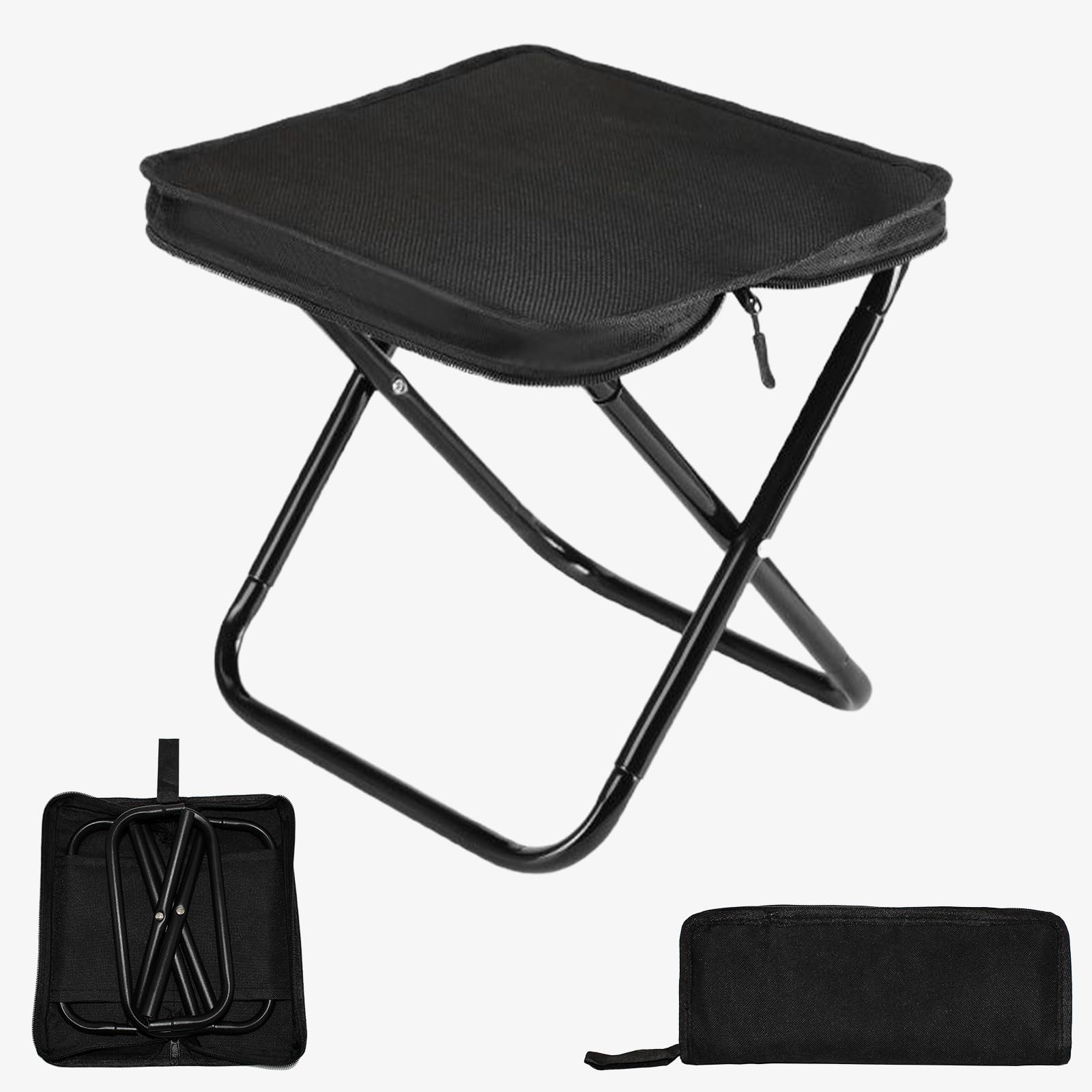 Taburete Plegable Portátil, Taburete de Camping, Soporta 100KG, Taburete de Caza Plegable con Bolsa de Transporte, para Pesca, Senderismo, Camping, Picnic