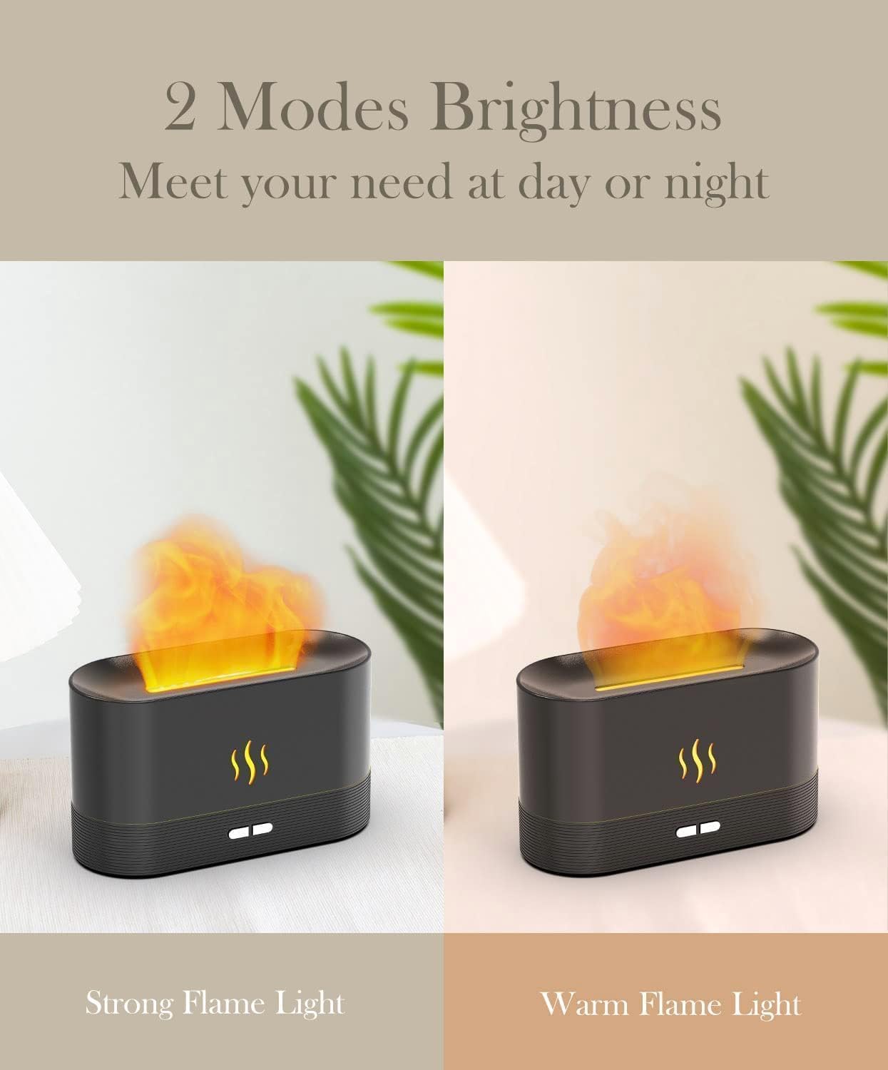 Black Electric Essential Oil Diffuser, 3D Flame Effect LED Light, Aromatherapy Humidifier with Mist Control, Decorative Home Fragrance Device