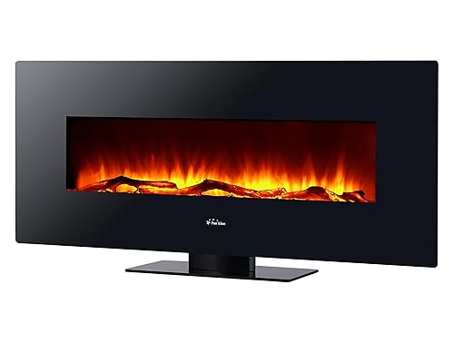 Cheminée électrique panoramique en Verre trempé Noir CHE-515 Purline