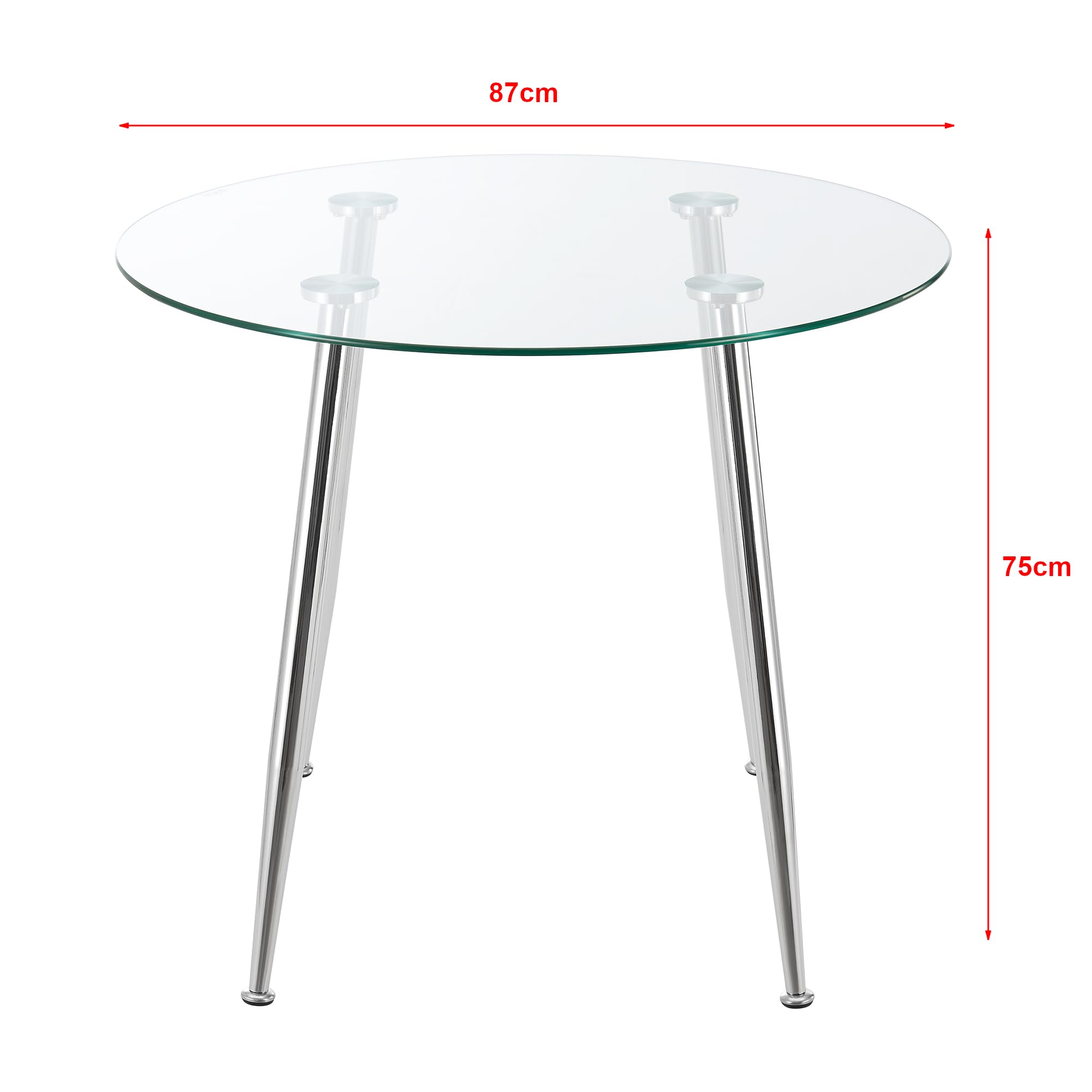 [en.casa] Esstisch Humppila Küchentisch rund 87 x 75 cm Glastisch für 4 Personen Wohnzimmertisch mit Stahlbeinen Chromfarben