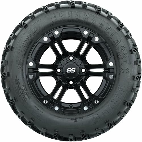 Miniatura 2 de GTW 12 Inch Golf Cart Wheels and Tires Combo  GTW Specter Matte Black Wheels on 22x10-12 Sahara Classic All Terrain Tires  Set of 4