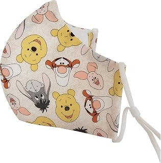 Triple Layer Face Mask Covering for Winnie The Pooh, Eeyore, Tigger, Piglet Lovers 100% Cotton with Adjustable Earloops, Robust Nose Wire, Filter Pocket For a 3rd Party Filter Sheet