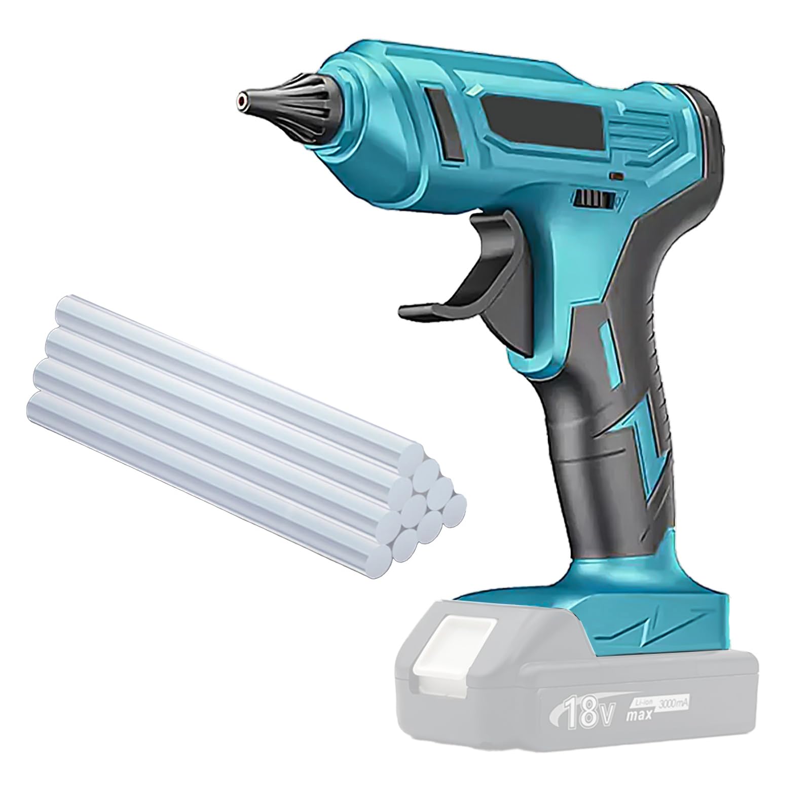 Cordless Hot Glue Gun,Compatible with Makita 18V BL1830,with 10 Pcs Mini Glue Sticks,for School Kids Craft Hobby DIY Arts Card (No Battery)