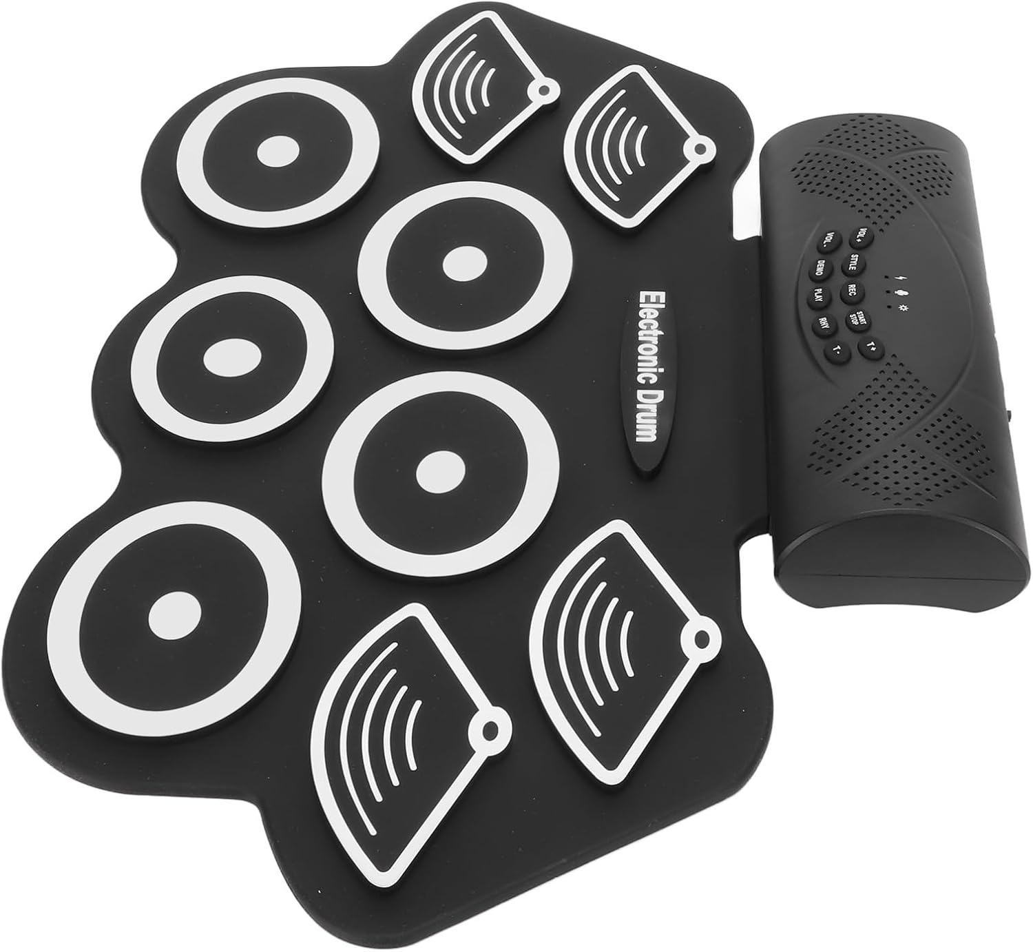 Keenso Electronic Drum Pad Set Support Dual Speakers Recording Function White for Music Lovers (US Plug)