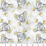 Flannel Nursery Teddy Bear Elephant Gray Fabric David Textiles Sold by The Yard