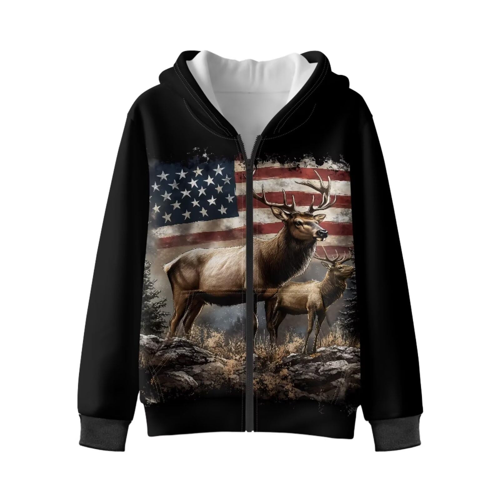 Xoenoiee Sudadera con capucha para niños y niñas, con cremallera, manga larga, con bolsillo, para invierno y otoño