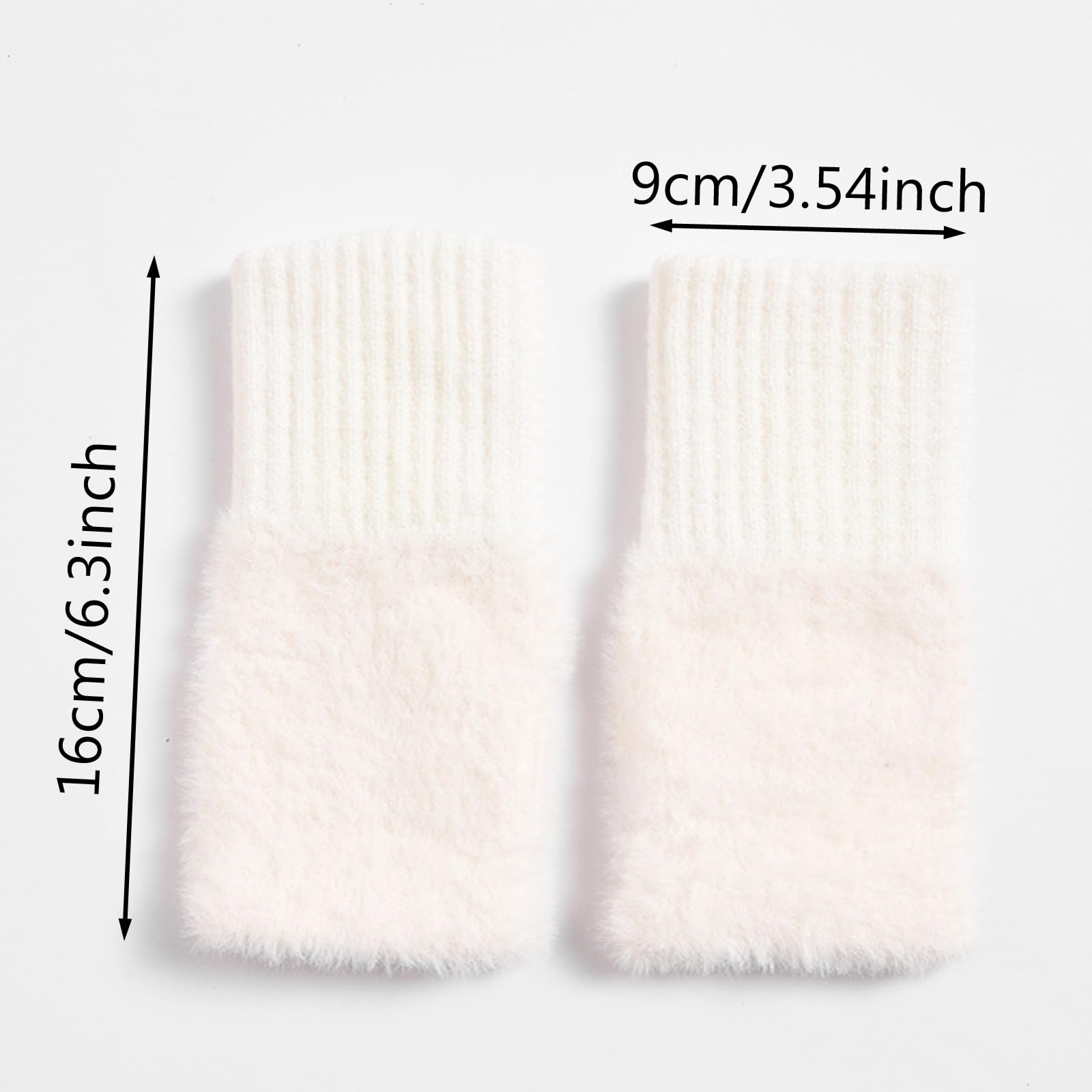TRADERPLUS Gants sans doigts en fourrure pour femmes, hiver, chauds, avec trou pour le pouce, moufles pour poignets