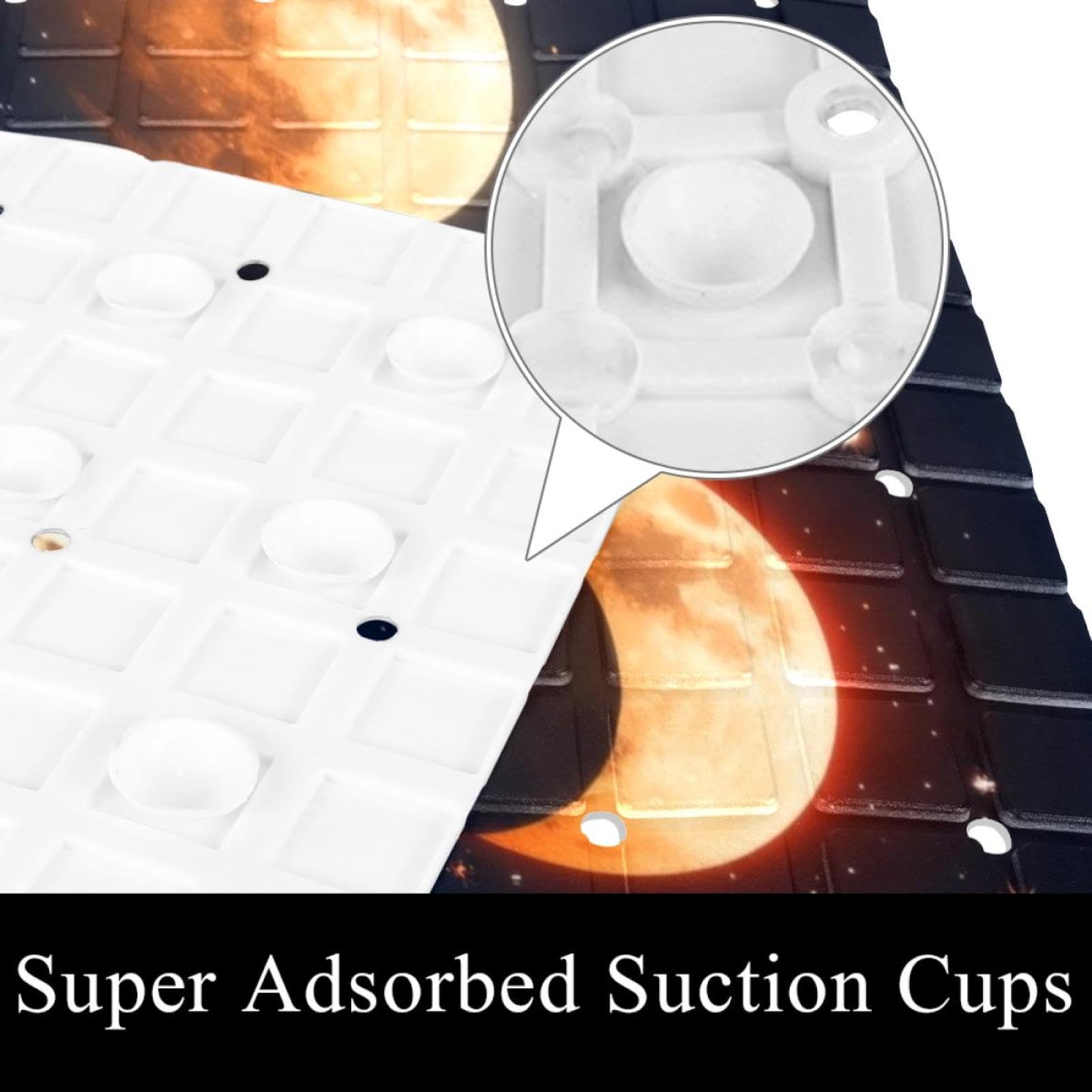Moon in Space Astrology Background Tapis de bain antidérapant rectangulaire avec ventouses Lavable en machine 40 x 70 cm
